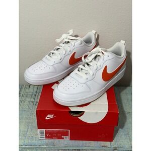 Nike Court Borough Low 2 Kids Shoes White Orange BQ5448 114 Size 7Y